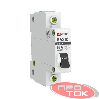 Выключатель нагрузки 1п 63А ВН-29 Basic EKF SL29-1-63-bas