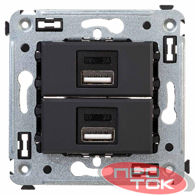 Устройство зарядное USB СП Avanti "Черный матовый" DKC 4412543