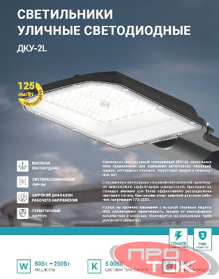 Светильник уличный линзованный светодиодный ДКУ-2L 70Вт 230В 5000К 8750лм 125лм/Вт 42-48мм IP65 NEOX 4690612057088