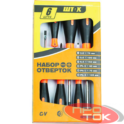 Набор отверток оранж. серия 6 предметов (блистер) SHTOK 09903