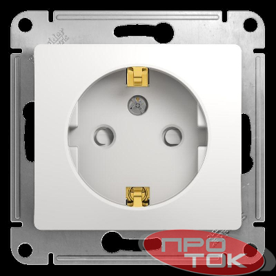 Механизм розетки 1-м СП Glossa 16А защ. шторки с заземл. бел. SchE GSL000145