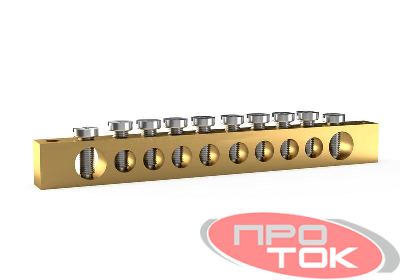 Шина PEN "земля-ноль" 6х9мм 10 отвер. латунь TOKOV ELECTRIC TKE-BSB-69-10-N/PEN