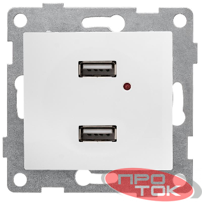 Розетка USB 2-м СП Bravo механизм бел. GUSI С10USB2-001