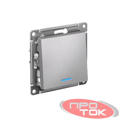Переключатель проходной 1-кл. СП AtlasDesign 10А IP20 (сх. 6а) 10AX с подсветкой механизм алюм. SE ATN000363