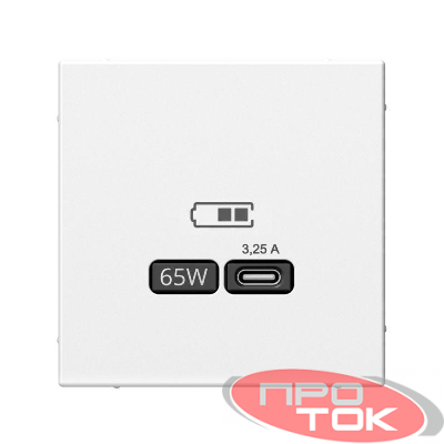 Розетка USB ArtGallery тип C 65Вт QC PD высокоскор. ЗУ механизм бел. SE GAL000127