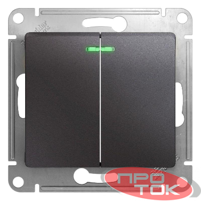 Механизм выключателя 2-кл. СП Glossa сх.5а 10А IP20 10AX с индик. графит SchE GSL001353