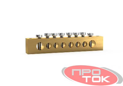 Шина PEN "земля-ноль" 8х12мм 8 отвер. латунь TOKOV ELECTRIC TKE-BSB-812-8-N/PEN