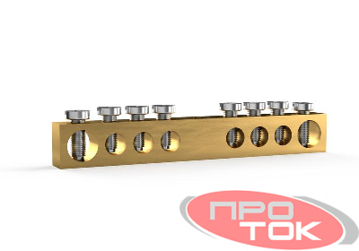 Шина PEN "земля-ноль" 6х9мм 8 отвер. латунь TOKOV ELECTRIC TKE-BCB-69-8-N/PEN