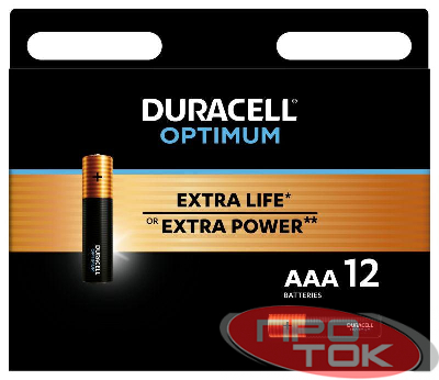 Элемент питания алкалиновый ААА 1.5В LR03-12BL Optimum 5014074 (блист.12шт) Duracell Б0056029