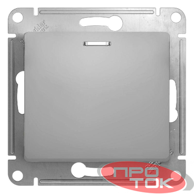 Механизм выключателя 1-кл. СП GLOSSA 10А IP20 10AX с подсветкой алюм. SchE GSL000313