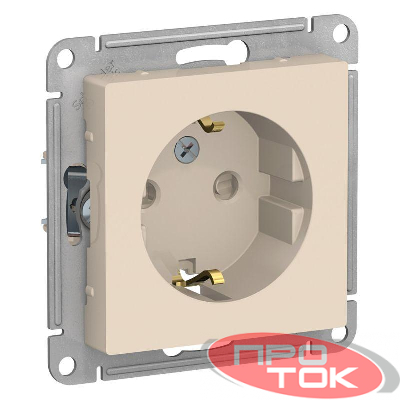Механизм розетки 1-м СП ATLAS DESIGN с заземл. защ. шторки 16А беж. SchE ATN000245