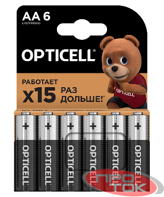 Элемент питания алкалиновый AA/LR6 (блист. 6шт) Basic Opticell 5051006