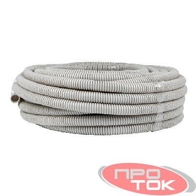 Труба гофрированная ПВХ d25мм с протяжкой сер. (уп.25м) Plast PROxima EKF tg-z-25-25n