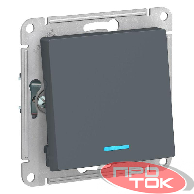 Переключатель проходной 1-кл. СП AtlasDesign 10А IP20 (сх. 6а) 10AX с подсветкой механизм грифель SE ATN000763