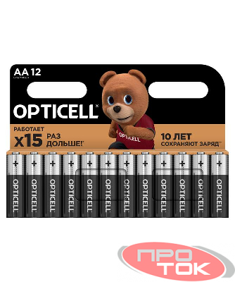 Элемент питания алкалиновый AA/LR6 (блист. 12шт) Basic Opticell 5051010