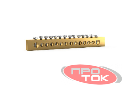 Шина PEN "земля-ноль" 8х12мм 14 отвер. латунь TOKOV ELECTRIC TKE-BSB-812-14-N/PEN