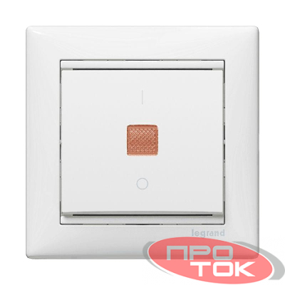 Механизм выключателя 1-кл. СП Valena 10А IP31 с зел. инд. бел. Leg 774410