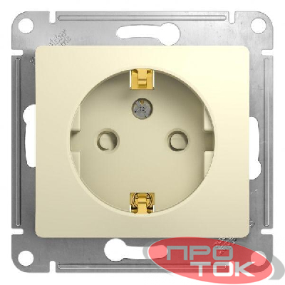 Механизм розетки 1-м СП Glossa 16А защ. шторки с заземл. беж. SchE GSL000245