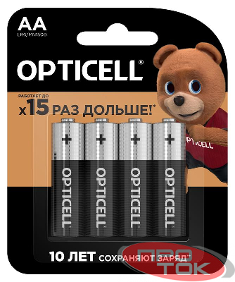 Элемент питания алкалиновый AA/LR6 (блист. 4шт) Basic Opticell 5051001