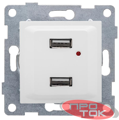 Розетка USB 2-м СП Ugra механизм бел. GUSI С11USB2-001