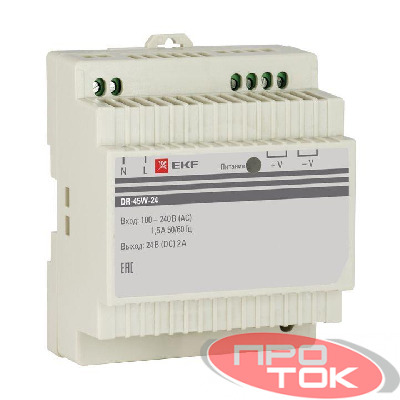 Блок питания 24В DR-45W-24 EKF dr-45w-24