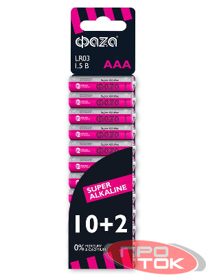 Элемент питания алкалиновый LR03 Super Alkaline SBL-10+2 (уп.12шт) ФАZА 2854612