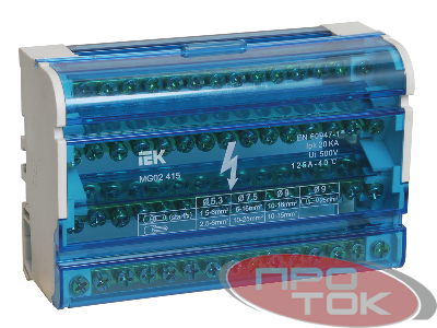 Шина на DIN-рейку в корпусе (кросс-модуль) ШНК 4х15 3L+PEN ИЭК YND10-4-15-125