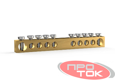 Шина PEN "земля-ноль" 6х9мм 10 отвер. латунь TOKOV ELECTRIC TKE-BCB-69-10-N/PEN