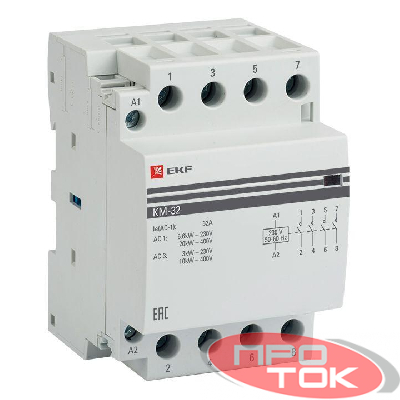 Контактор модульный КМ 32А 3NО+NC (3 мод.) EKF km-3-32-31