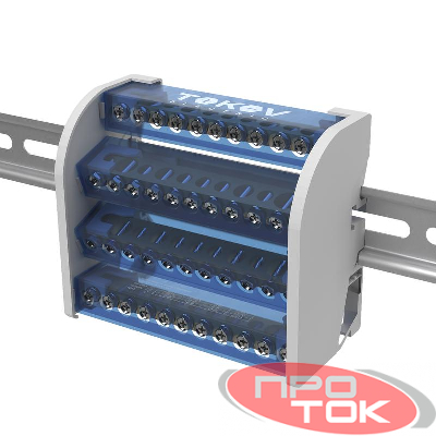 Шина на DIN-рейку в корпусе (кросс-модуль) 4 группы по 11 отверстий 125А TOKOV ELECTRICT KE-DBTB-125-4-11/3L+PEN
