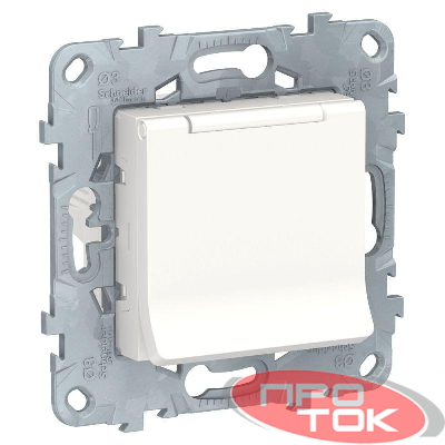 Механизм розетки UNICA NEW с защ. крышкой защ. шторки с заземл. 16А 250В IP40 бел. SchE NU503718TA