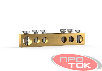 Шина PEN "земля-ноль" 6х9мм 6 отвер. латунь TOKOV ELECTRIC TKE-BCB-69-6-N/PEN