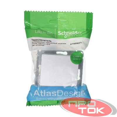 Механизм переключателя перекрестного 1-кл. СП AtlasDesign 10А IP20 (сх. 7) 10AX алюм. SchE ATN000371