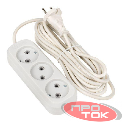 Удлинитель 3х5м без заземл. 10А IP20 Эксперт 2.2кВт ПВС 2х0.75 PROxima EKF UBA10-275-3-05