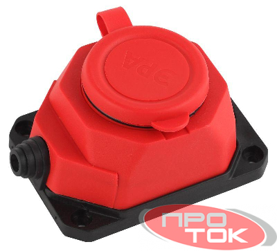 Колодка 1-м с заземл. 16А IP44 K-1e-RED-IP44 каучук красн. Эра Б0044550