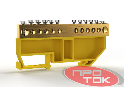 Шина PE "земля" на DIN-изоляторе 8х12мм 12 отвер. латунь TOKOV ELECTRIC TKE-BCB-812-12-DIN/PE