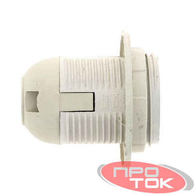 Патрон E27 пластик. с кольцом термостойкий пластик бел. EKF LHP-E27-r