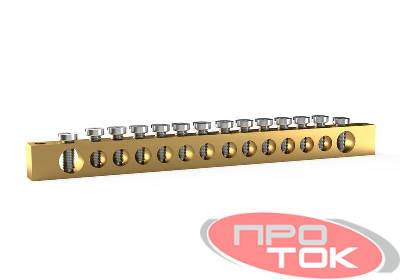 Шина PEN "земля-ноль" 6х9мм 14 отвер. латунь TOKOV ELECTRIC TKE-BSB-69-14-N/PEN