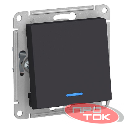 Переключатель проходной 1-кл. СП AtlasDesign 10А IP20 (сх. 6а) 10AX с подсветкой механизм карбон SE ATN001063