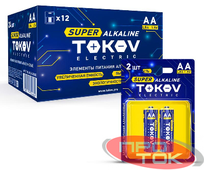 Элемент питания алкалиновый LR6/AA (блист.2шт) TOKOV ELECTRIC TKE-ALS-LR6/B2