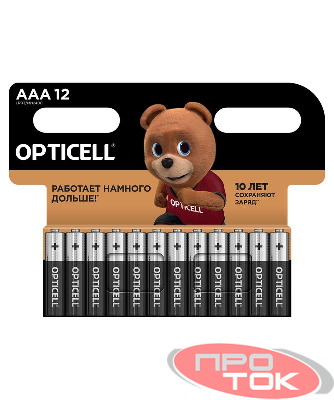 Элемент питания алкалиновый AAA/LR03 (блист. 12шт) Basic Opticell 5051011