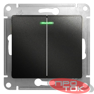 Механизм выключателя 2-кл. СП GLOSSA 10А IP20 10AX с подсветкой антрацит SchE GSL000753