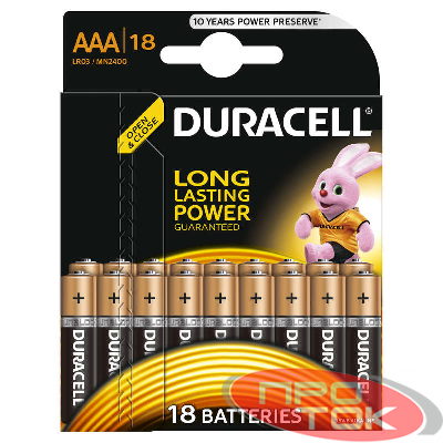 Элемент питания алкалиновый LR03-18BL BASIC (блист.18шт) Duracell Б0014449